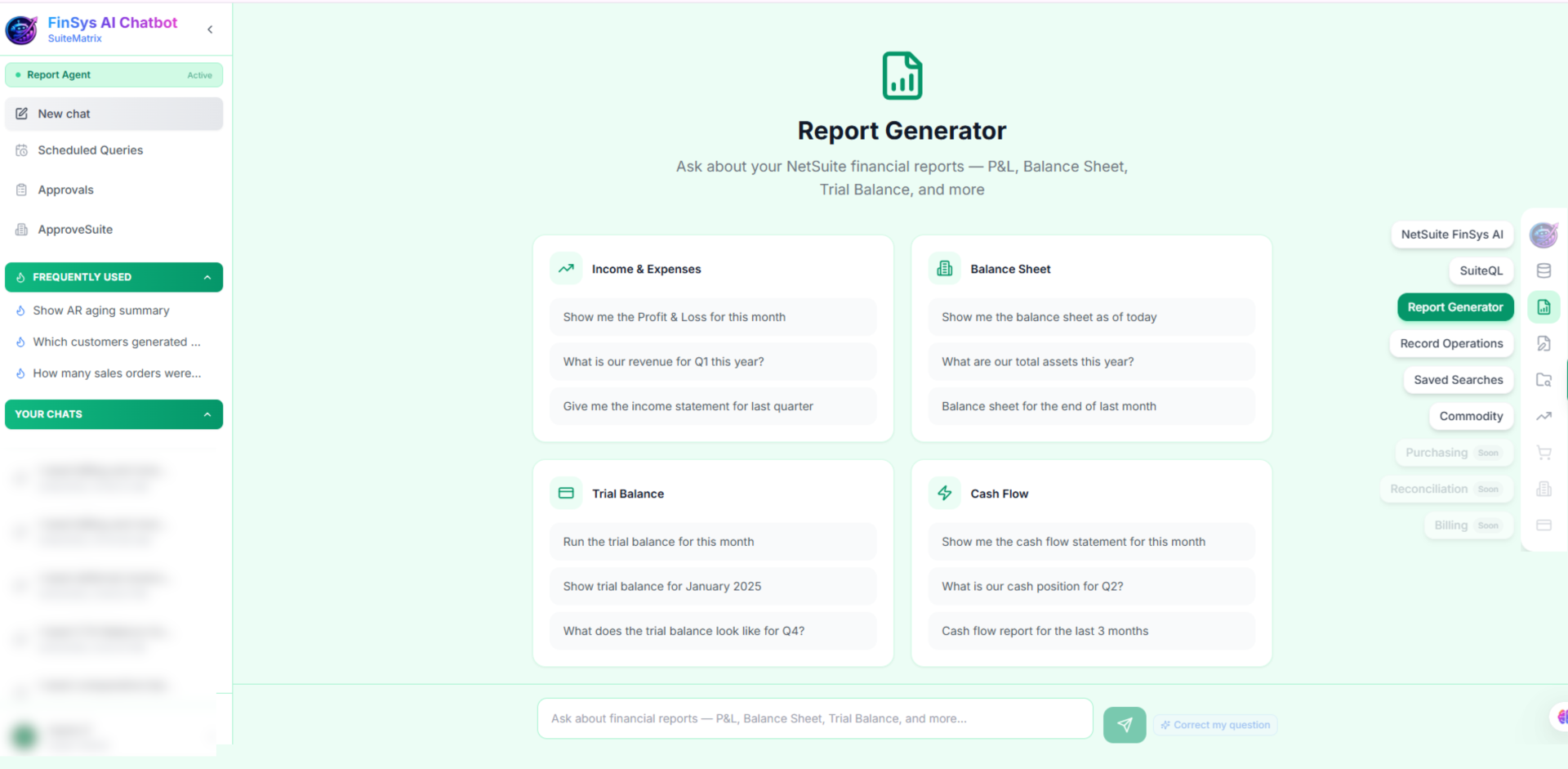 Report Generator — FinSys AI screenshot